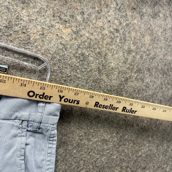 J McLaughlin Shorts Men 33 Blue Chino Flat Front Pinstripes Embroidered Dolphins - Picture 3 of 10